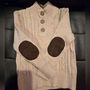 Toddlers Cream Sweater with Brown Elbow Patches.  Never Worn